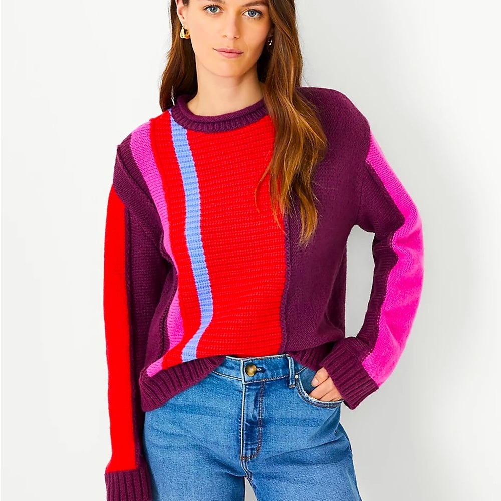 Colorblock Mixed Stitch Sweater medium